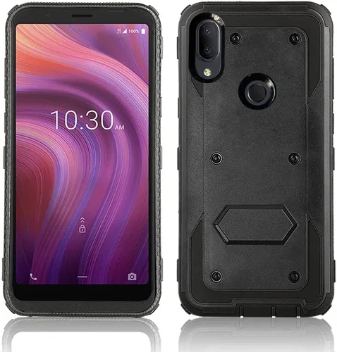 Vista 4 de Asuwish Funda de teléfono para Alcatel 3V 2019, híbrida, resistente, a prueba de golpes, a prueba de caídas, cuerpo completo, protección de cuerpo