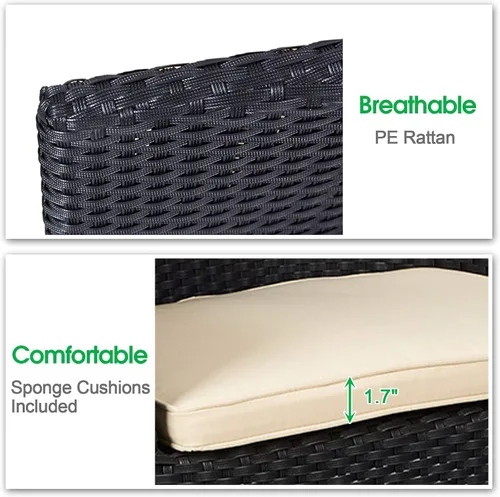 Vista 5 de TRY & DO Silla de comedor de mimbre de ratán para patio al aire libre con cojín suave extraíble, silla de comedor de ratán para interiores