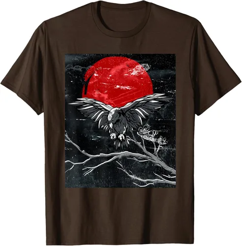 Vista 55 de Red Moon Raven - Camiseta japonesa de cuervo negro, Negro, S