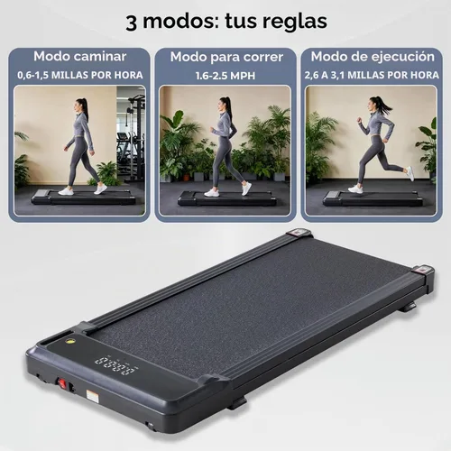 Vista 2 de 3-in-1 Walking Pad Under Desk Treadmill for Home Office Portable Negro oscuro