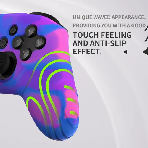 Vista 4 de PlayVital Samurai Edition - Funda protectora ergonómica de silicona para Nintendo Switch Pro, suave y antideslizante, protector de agarre