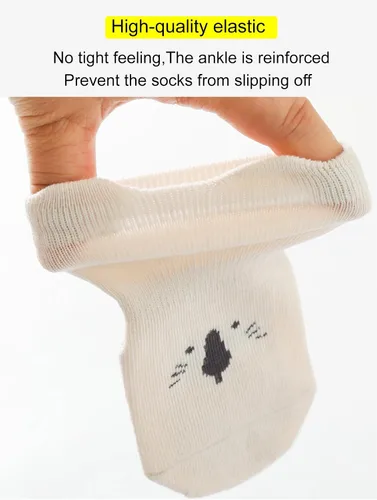 Vista 2 de Calcetines antideslizantes para bebés y niños pequeños con agarres, calcetines de dibujos animados para niñas y niños recién nacidos, 5 pares