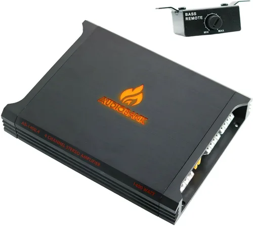 Vista 2 de Audiobank AB1400.4 Amplificador de altavoz estéreo de audio para automóvil de 4 canales de 1400 vatios 2 ohmios clase A/B con control de bajos