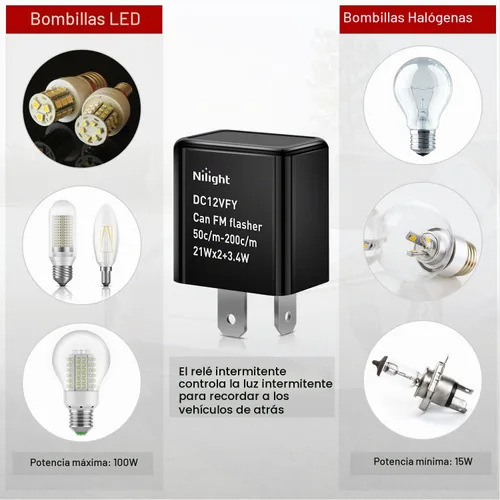 Vista 3 de Nilight 4 piezas relé intermitente ajustable de 2 pines, relé intermitente electrónico, 12V, corrige la señal de giro de motocicleta e intermitente