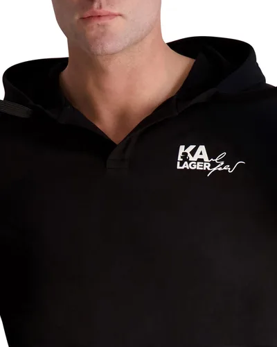 Vista 5 de Karl Lagerfeld Paris Men's Hoodie with Rubber Logo French Terry