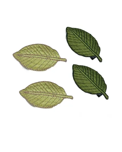 Vista 6 de Horquilla para el cabello con bordado en forma de hoja para niñas, pasadores para el cabello BW06 (2 unidades, verde)