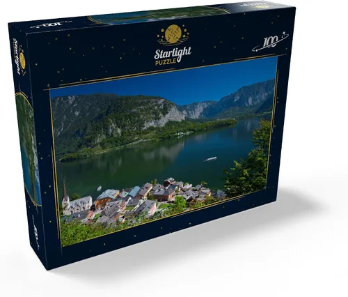 Vista 2 de MyPuzzle Hallstatt at Lake Hallstatt with Evangelical Christ Church, Salzkammergut - Rompecabezas prémium de 100 piezas para adultos