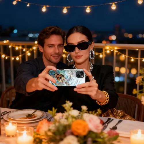 Vista 6 de LUMARKE Funda para iPhone 14/iPhone 13, lindo Y2K floral, carga inalámbrica Mosaico Tortuga Shell
