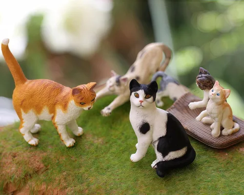Vista 8 de Gemini&Genius 6 juguetes de gato para niños, figuras de gato, gatitos realistas para niños pequeños, juguetes divertidos de animales para mascotas