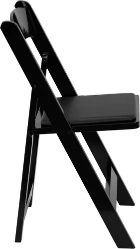 Vista 8 de EMMA + OLIVER Paquete de 4 sillas plegables de madera negra con asiento acolchado de vinilo