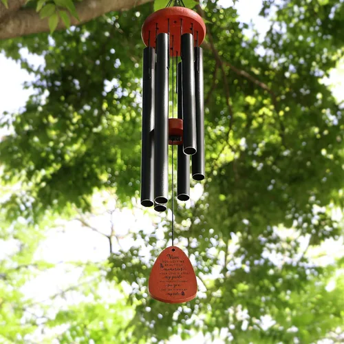 Vista 5 de Memgift Carillón de viento conmemorativo para la pérdida de mamá, regalo de condolencias de madera de haya maciza, campanilla de viento de duelo al