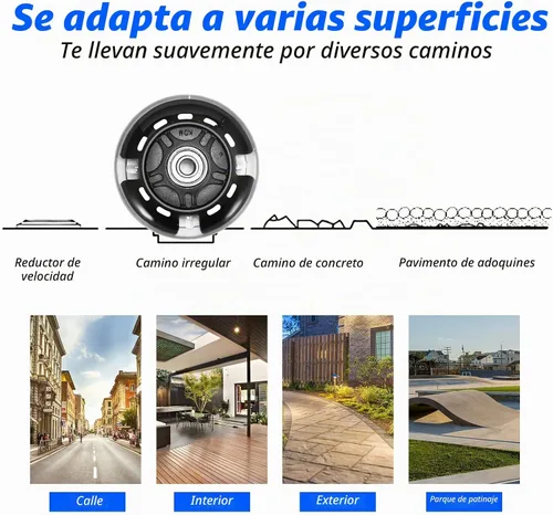 Vista 7 de Ruedas de repuesto para scooter, rueda de flash LED de 3.150 in, mini ruedas de patinaje para microscooter, luces traseras ABEC-7 de 3.150 in
