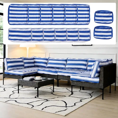 Vista 22 de 14 Fundas de Cojines para Exteriores de Repuesto Lavables Impermeables Resistentes a UV con Cremallera para Sofá de 6 Plazas Fundas Deslizantes