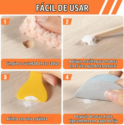 Vista 5 de Deuvuo Relleno de madera, relleno de masilla de madera blanco, nuestro relleno de grano de madera ofrece una solución rápida y duradera para 9.87oz