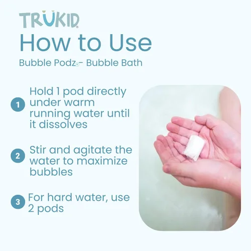 Vista 3 de TruKid Bubble Podz - Baño de burbujas para niños, niños pequeños y bebés, bomba de baño suave y refrescante sin lágrimas para piel sensible