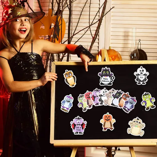 Vista 7 de Pajean 800 hojas de notas adhesivas de Halloween, 40 blocs de notas adhesivas espeluznantes, divertidas, calabaza, fantasma, gato, extraña estética