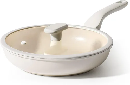 Vista 10 de PRICUSIS Sartén antiadherente con tapa, sartén de 8/10 pulgadas con mango Stay Cool, totalmente revestida, compatible con inducción y apta