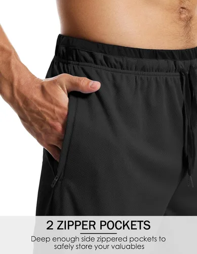 Vista 2 de Aolesy Pantalones cortos de baloncesto para hombre con bolsillos con cremallera, pantalones cortos deportivos de 10 pulgadas para hombre, pantalones
