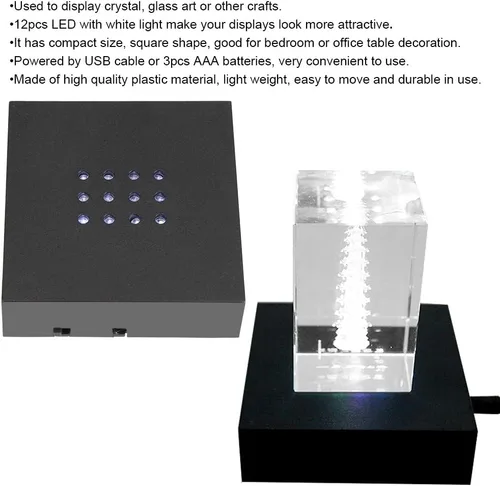 Vista 4 de Asixx Soporte de exhibición de luz LED, soporte de pantalla de luz LED, soporte de base de soporte de pantalla de luz blanca LED tamaño compacto