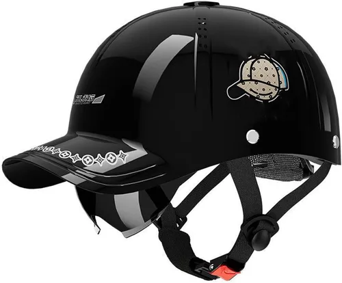 Vista 9 de Casco retro novedoso y genial, gorra de béisbol alemana vintage para motocicleta, casco de cara abierta, para adultos, mujeres y hombres, ciclismo