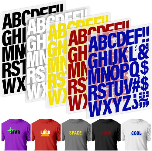 Vista 8 de 24 hojas de 1056 letras para planchar para ropa, parches de vinilo de transferencia de calor de 2 pulgadas, 6 colores, parches de vinilo