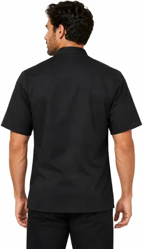 Vista 5 de Abrigo de chef bordado personalizado Chaqueta de chef personalizada Negro