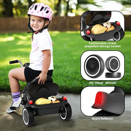 Vista 3 de XJD Triciclo para niños pequeños, bicicleta plegable con pedales, triciclo para niños de 2 a 5 años, asiento cómodo ajustable, regalos de Navidad