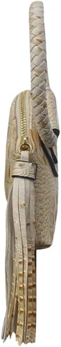 Vista 4 de NGIL Mini bolso de pulsera para mujer, mini bolso de cuero sintético con borla de flecos, cartera de pulsera para mujer