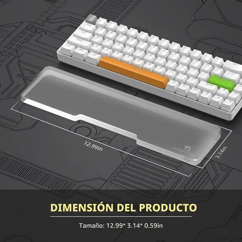 Vista 2 de Reposamuñecas acrílico para teclado – Teclado compacto 60% – Teclados mecánicos Reposamanos ergonómico para teclado de computadora, base