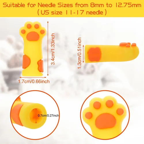 Vista 2 de BENOSPACE Tapón de silicona para puntada de pata de gato, tapones de aguja de tejer, protector de punto de aguja de tejer, accesorios para tejer