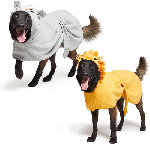 Vista 20 de BARKBOX - Albornoz para perros, tamaño mediano Toalla de baño de microfibra de secado rápido, cierre de velcro y lazo envolvente, lavable a