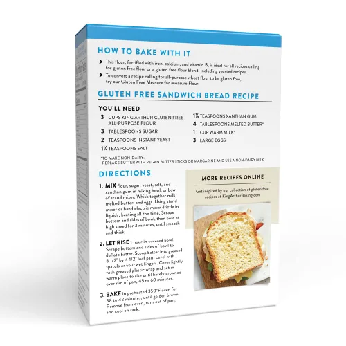 Vista 4 de King Arthur Harina multiusos sin gluten, 24 onzas (paquete de 1) - Proyecto verificado sin OMG, certificado Kosher