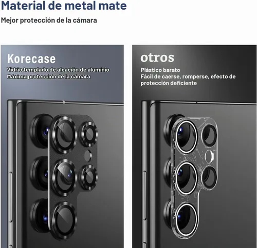 Vista 3 de Korecase Diseñado para Samsung Galaxy S23 Ultra Protector de lente de cámara Película de lente de vidrio templado, cubierta de cámara de metal