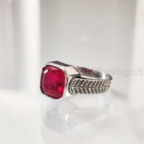 Vista 3 de Natural Ruby Ring, Ruby Mens Heavy Ring, July Birthstone, Oxidized, 925 Sterling Silver, Signet Ring, Christmas, Thanksgiving, Handmade, Statement