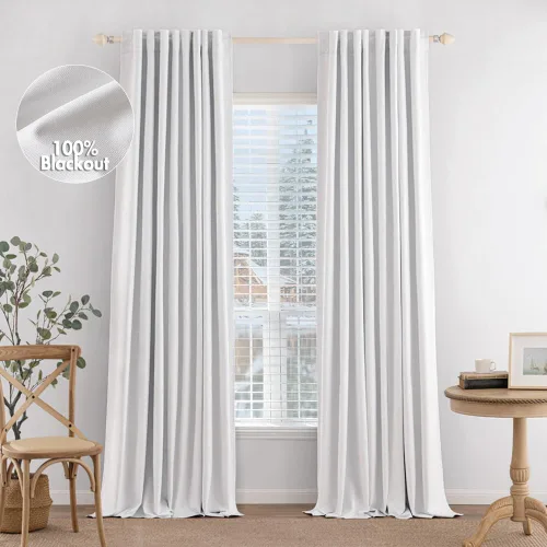 Vista 17 de MIULEE Cortinas 100% opacas de 84 pulgadas de largo de lino, cortinas y drapeados, juego de 2 paneles para dormitorio, pestaña trasera, sala