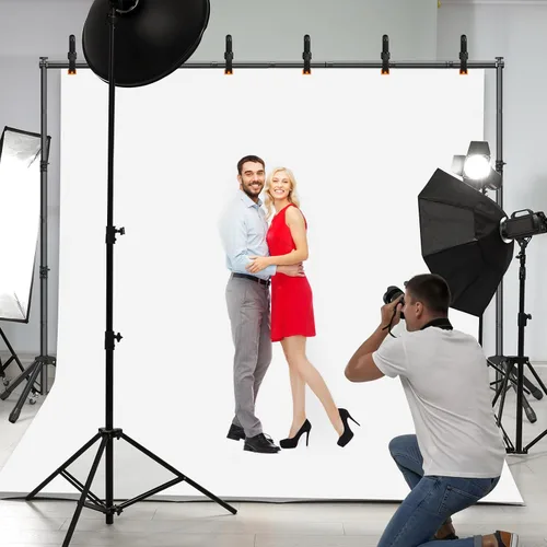 Vista 4 de Kit de soporte de fondo 3 en 1 de 10 x 7.5 pies para estudio de fotografía, soporte de fondo en forma de T para fiestas de bodas, soporte de fondo