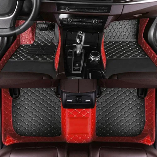 Vista 18 de Alfombrillas de cuero personalizadas para la parte delantera y trasera y de la tercera fila para automóvil, se adapta a la mayoría de SUV, sedán