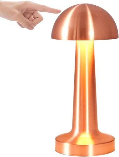 Vista 8 de Lámpara de mesa táctil de noche, luz nocturna recargable inalámbrica, funciona con pilas, lámpara de escritorio LED con 3 niveles de brillo para Oro