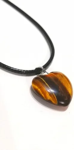 Vista 2 de ENAYY - Collar con piedra tallada en forma de corazón cristal de ojo de tigre