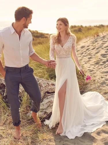 Vista 3 de TIRAS Vestidos de novia de playa para mujer para novia 2024 Bohe Lace Appliqued vestidos de novia de novia CM001