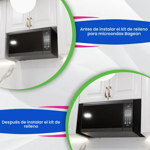 Vista 4 de Kit Universal de Molduras para Microondas - Kit de Relleno de Microondas de Metal Negro que se Adapta a la Mayoría de Microondas Empotrados - Llena