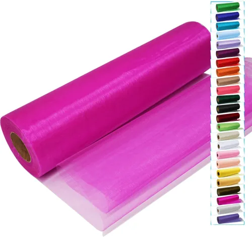 Vista 11 de Rollos de tela de tul negro con cristales y organza 12 pulgadas por 150 pies (45,72 m), tela transparente para manualidades, lazos de tutú