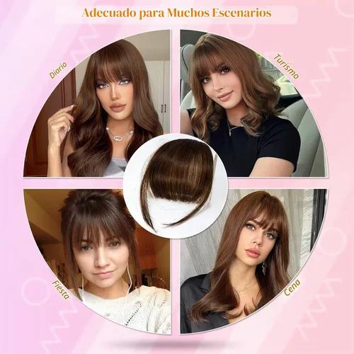 Vista 7 de 2 extensiones de cabello con clip, extensiones de cabello francés con flecos, extensiones de cabello de una pieza con clip en la parte delantera