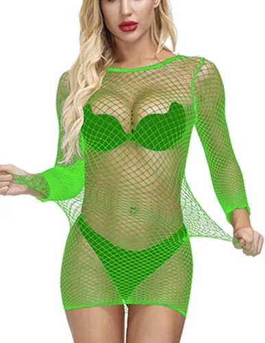 Vista 4 de Lencería elástica de malla para mujer, sin costuras, ropa de dormir, talla libre