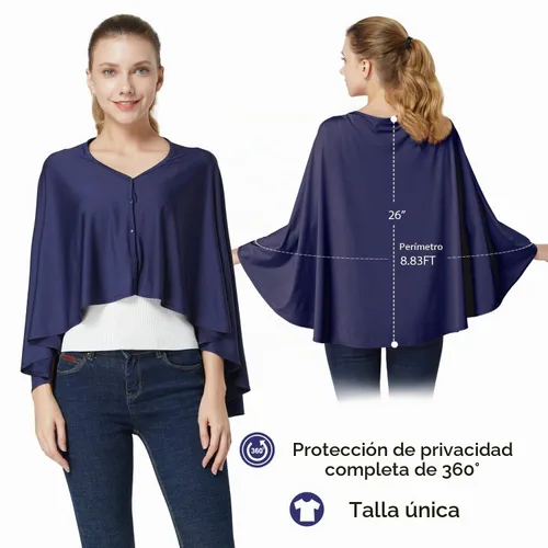 Vista 5 de Funda de lactancia y poncho de lactancia para bebé, cubierta de lactancia materna multiusos para toldo de asiento de automóvil, funda de asiento Azul