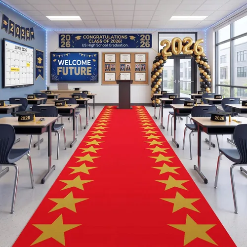 Vista 5 de Woanger - Alfombra de plástico roja para fiesta, 3.3 x 29 pies, clásico