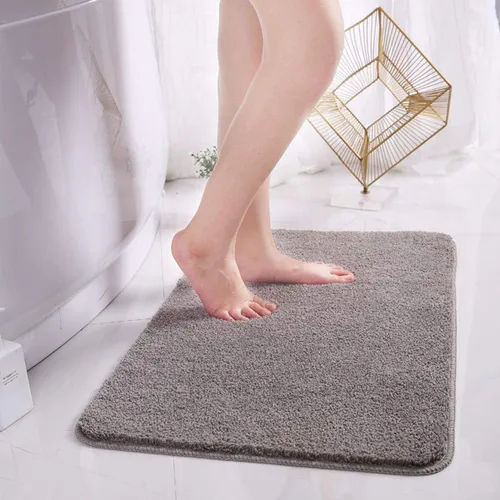 Vista 12 de Alfombra de baño de 16 x 24 pulgadas, microfibra de felpa lanuda absorbente de agua, lavable a máquina, antideslizante y suave, color azul oscuro