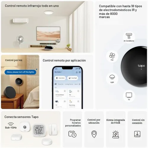 Vista 7 de Tapo Smart IR & IoT Hub con timbre, certificado Matter, H110, control remoto universal