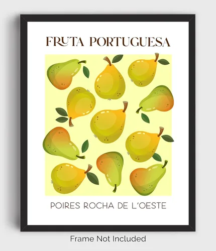 Vista 5 de WESTBROOK DESIGN STUDIO Impresión artística abstracta de frutas No.12 peras exposición. Decoración moderna de pared de cocina sin marco, 11 x 14
