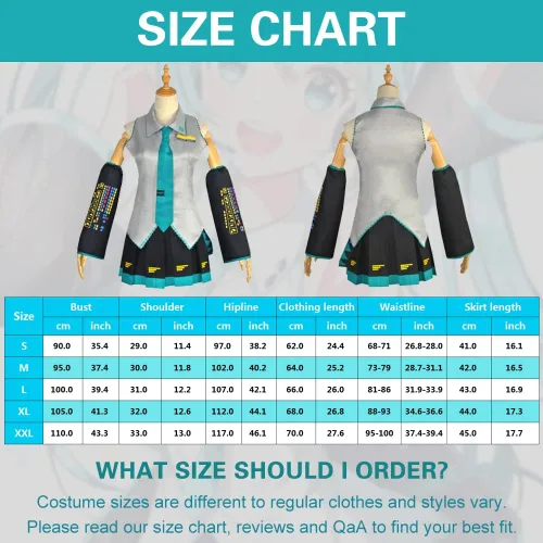 Vista 2 de Metaparty Disfraz de nieve para mujer, vestido de anime para cosplay, uniforme escolar para Hatsune Miku con medias versión 1